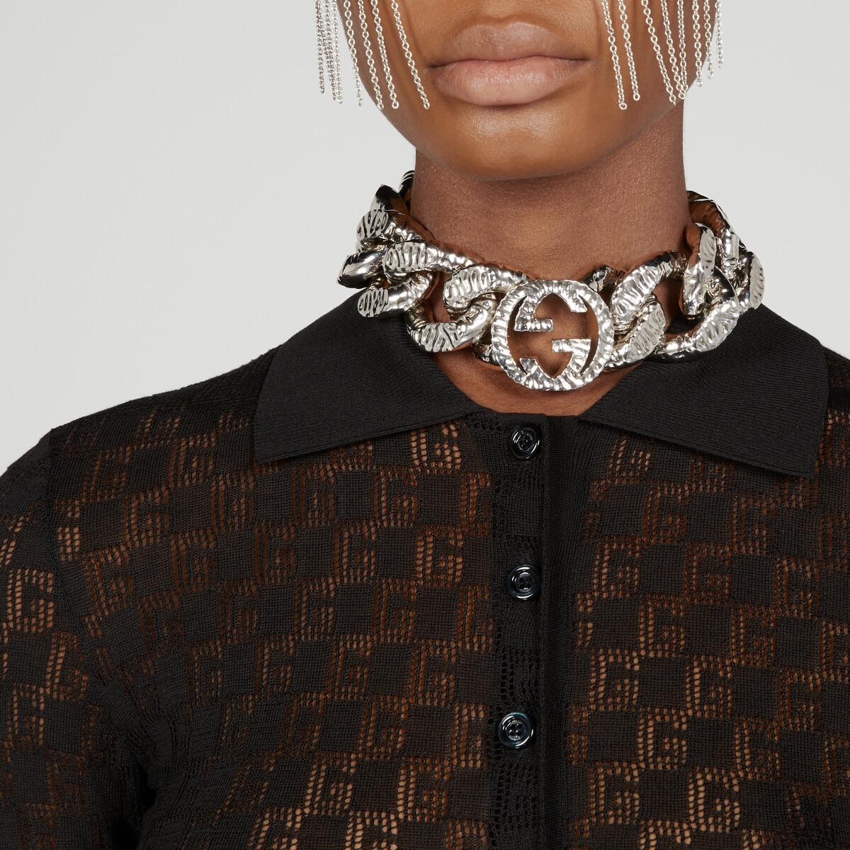 Geometric G cotton and silk polo shirt - 3