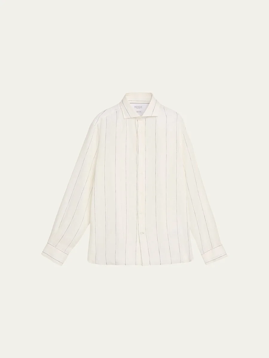 Men's Cotton Wide Stripe Button-Down Shirt - 1