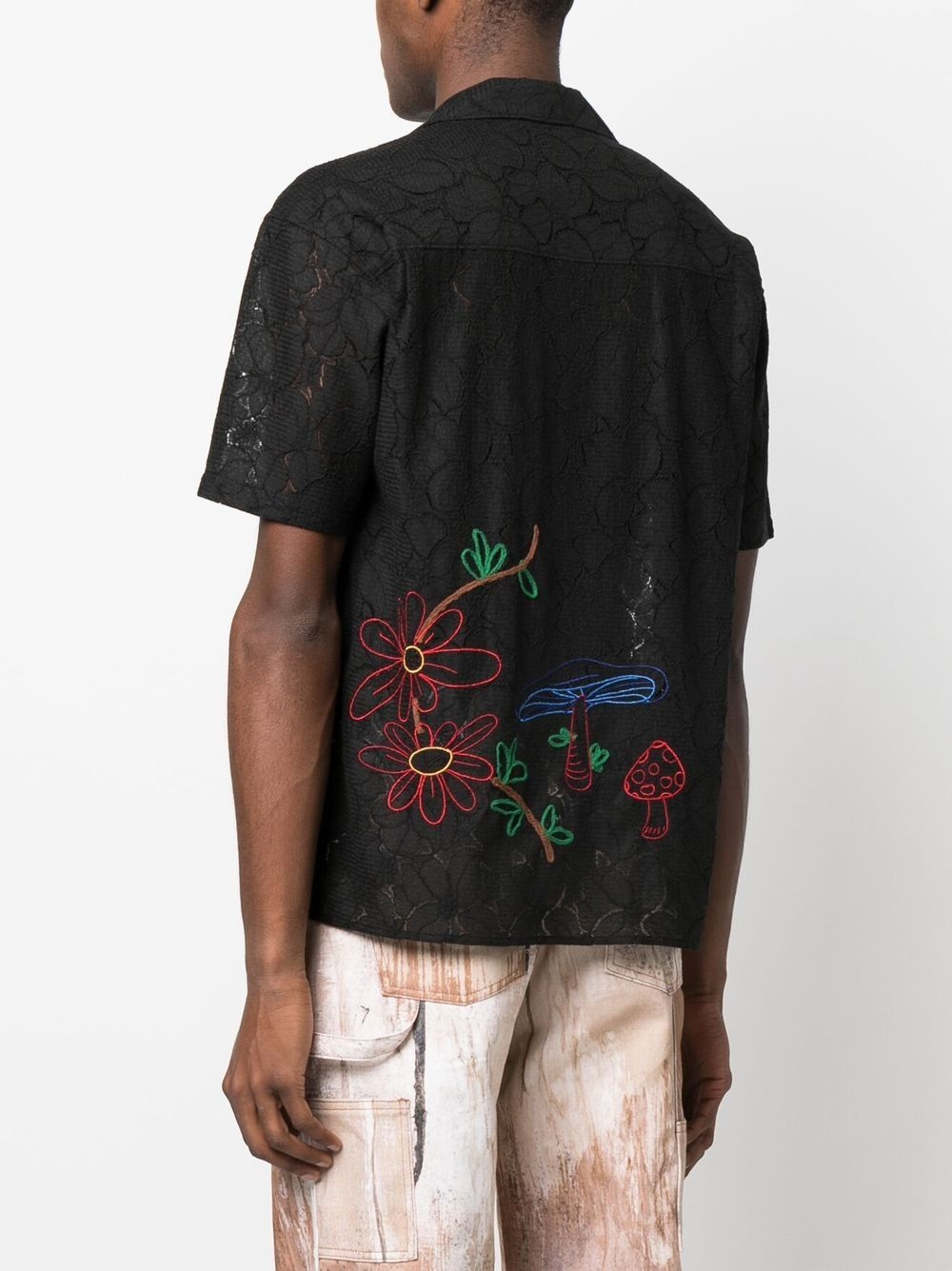 floral-embroidered patterned-jacquard shirt - 4