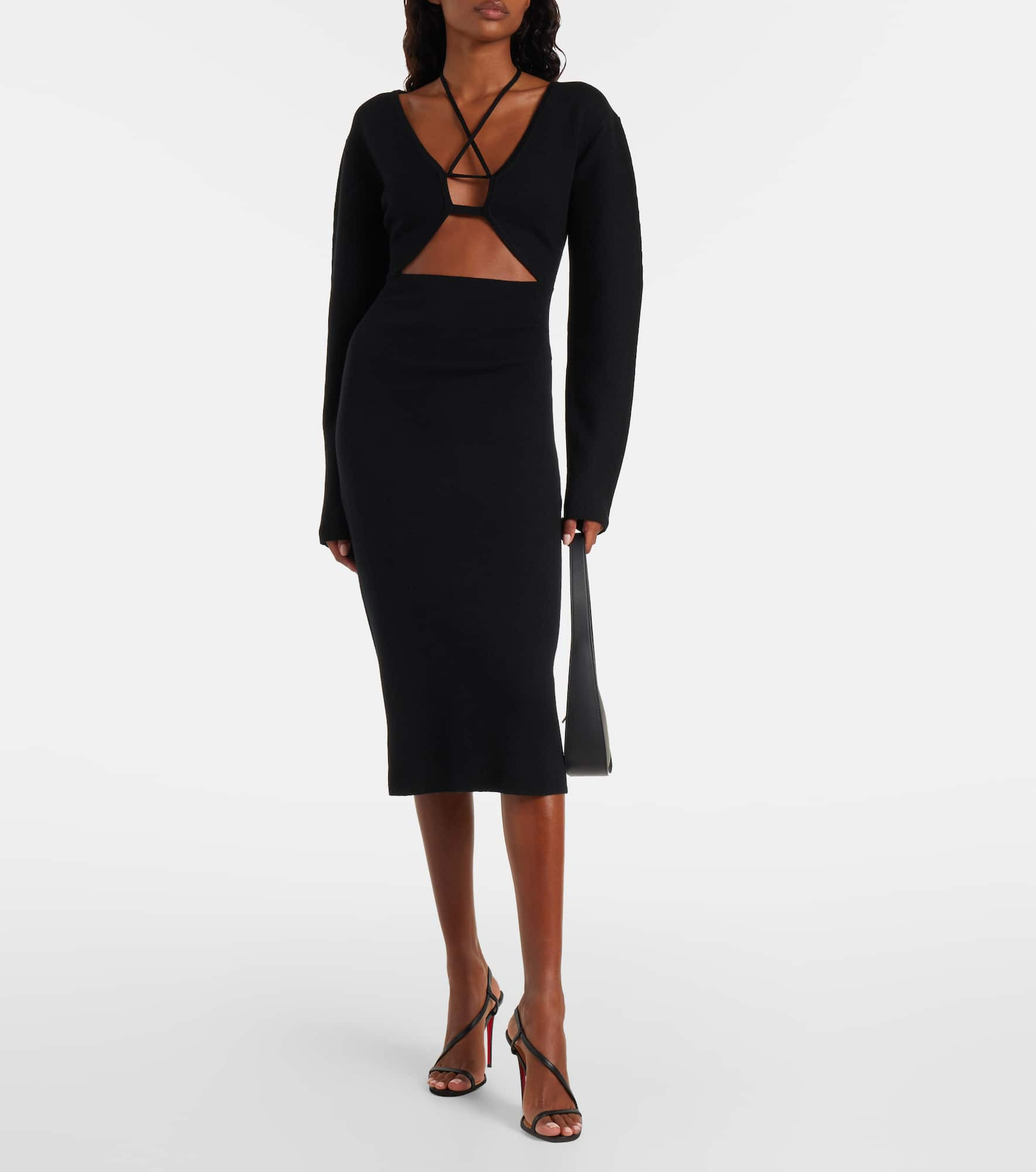 Cutout knitted virgin wool midi dress - 2