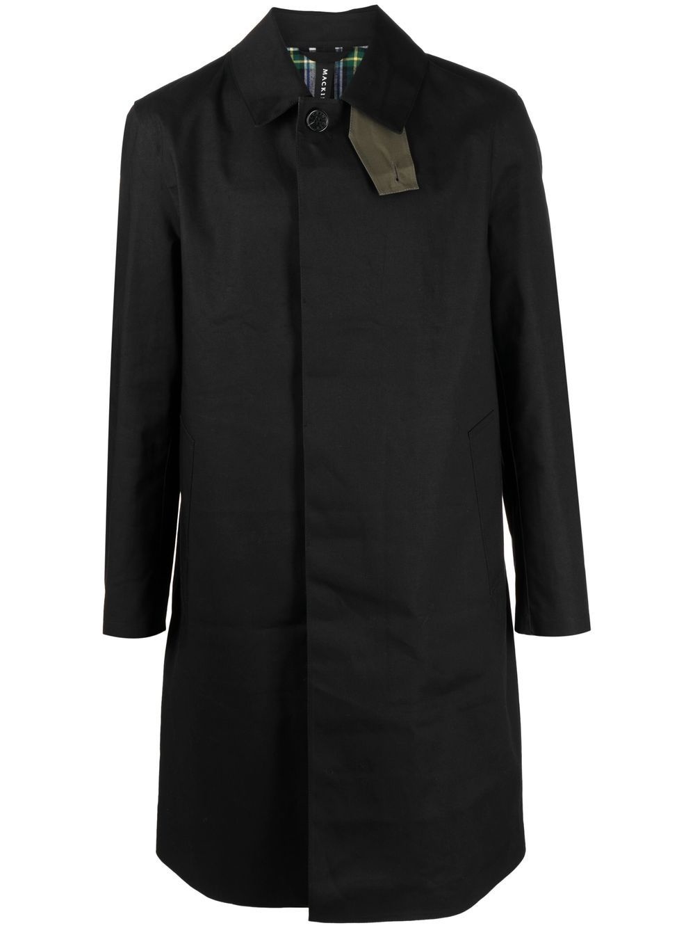 long-sleeve button-up trench coat - 1