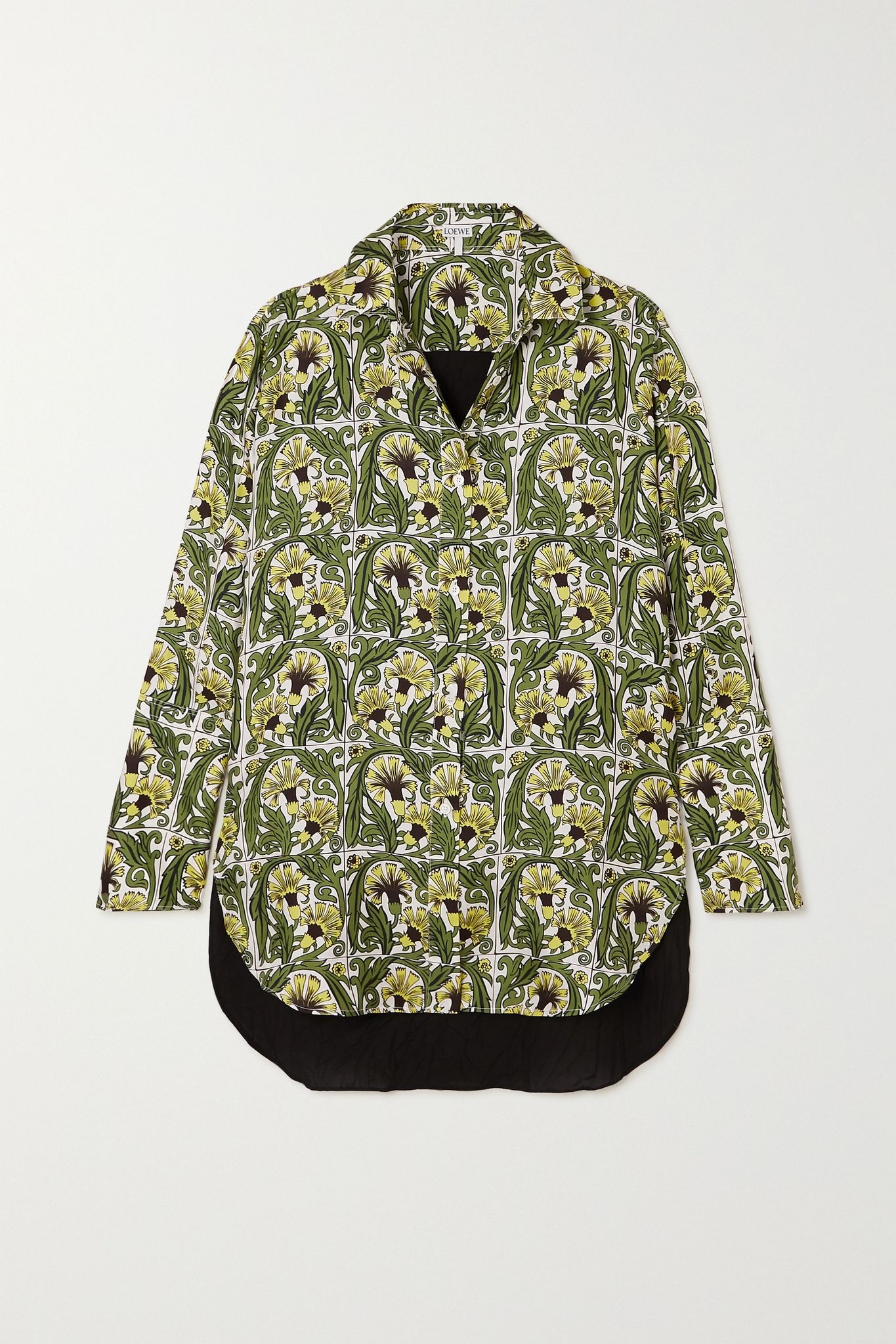 Printed silk-twill and crepe shirt - 1