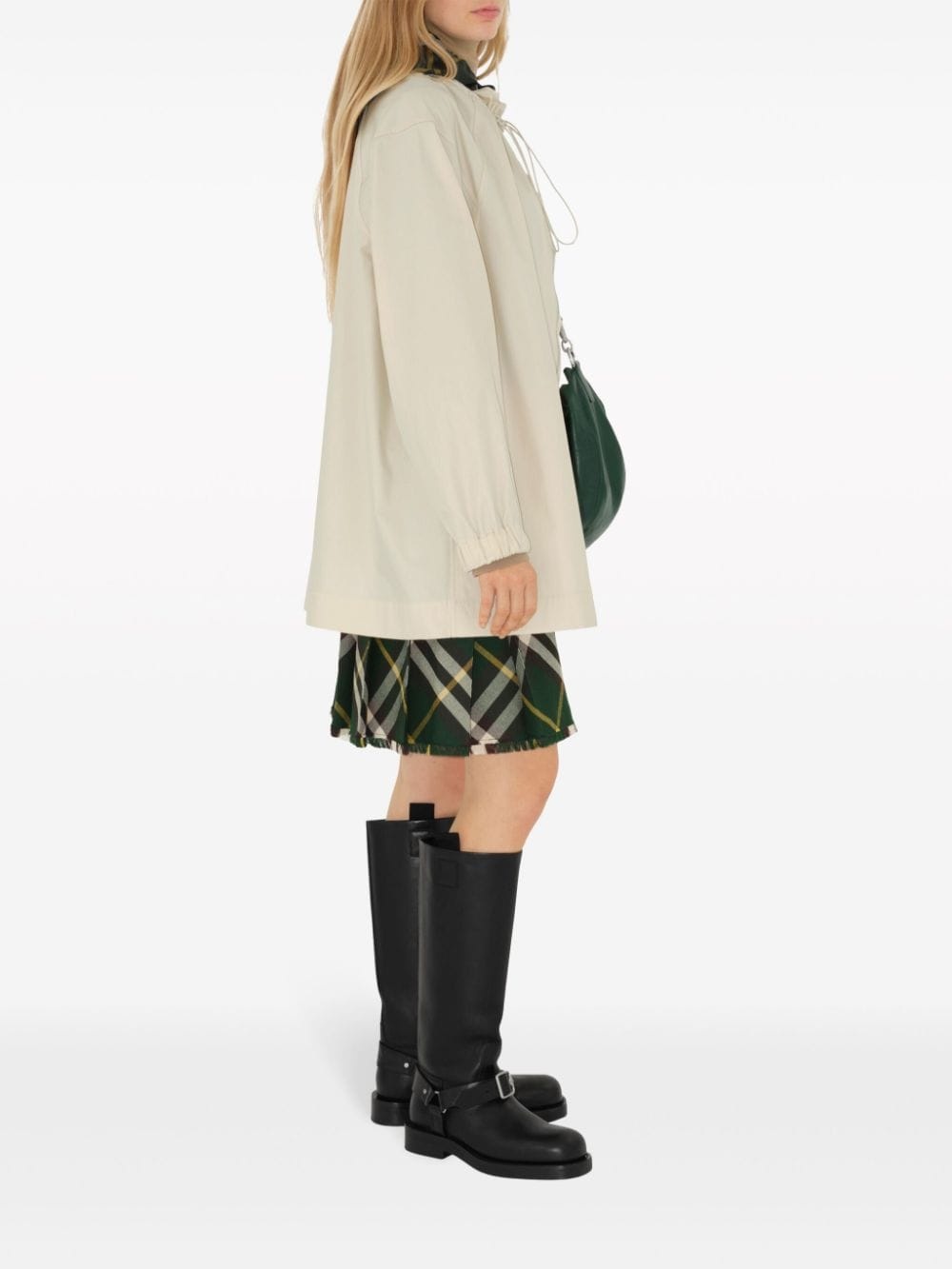 checkered hood cotton parka - 3