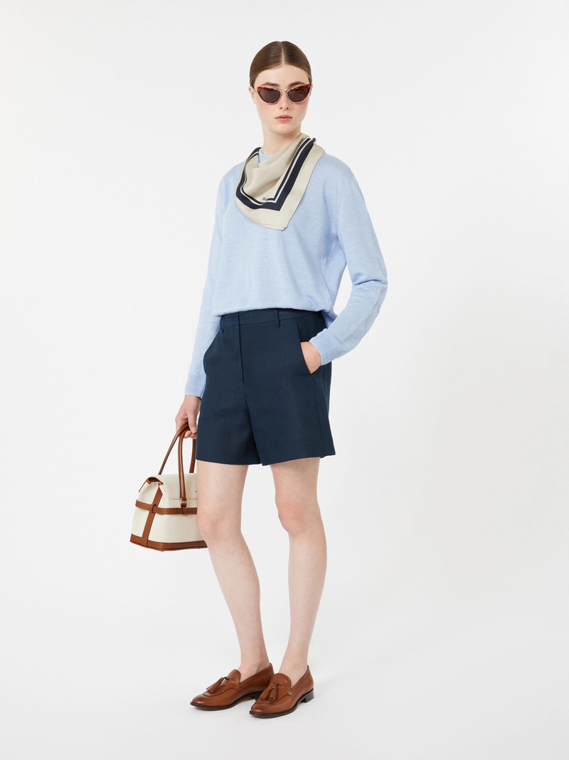 'S Max Mara FERVORE Linen yarn crew-neck sweater - SKY BLUE outlook