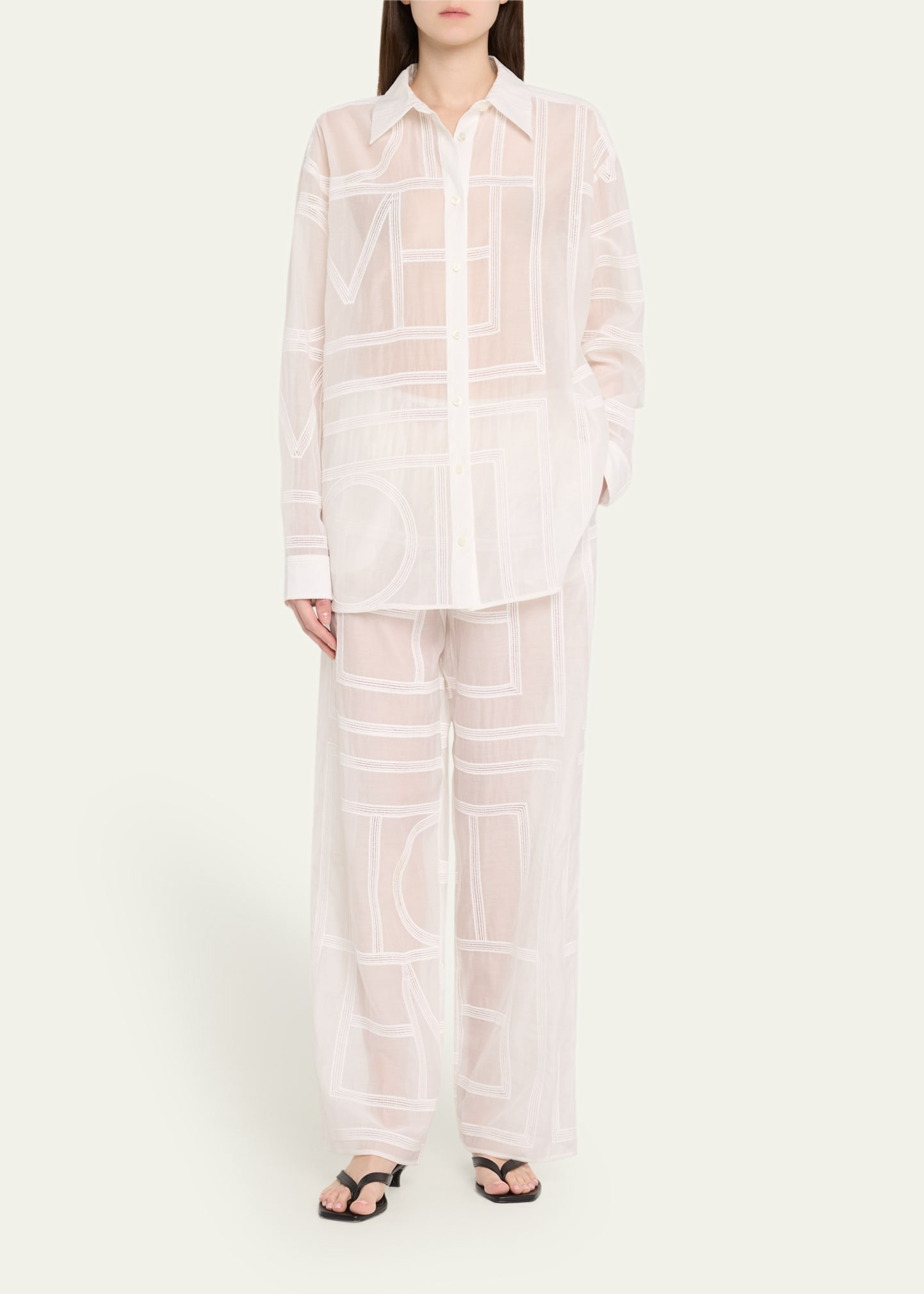 Monogram Crochet Embroidered Classic Shirt - 2