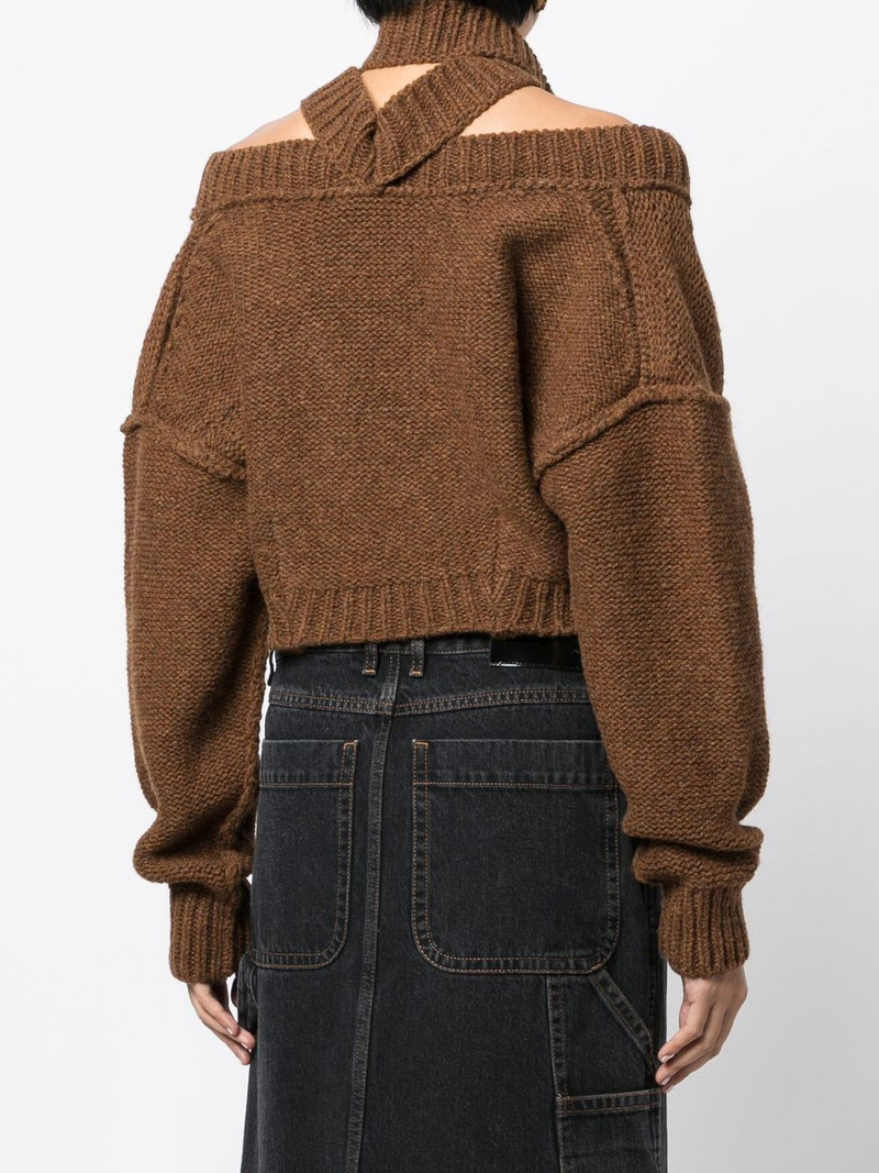 cropped V-neck halterneck jumper 4