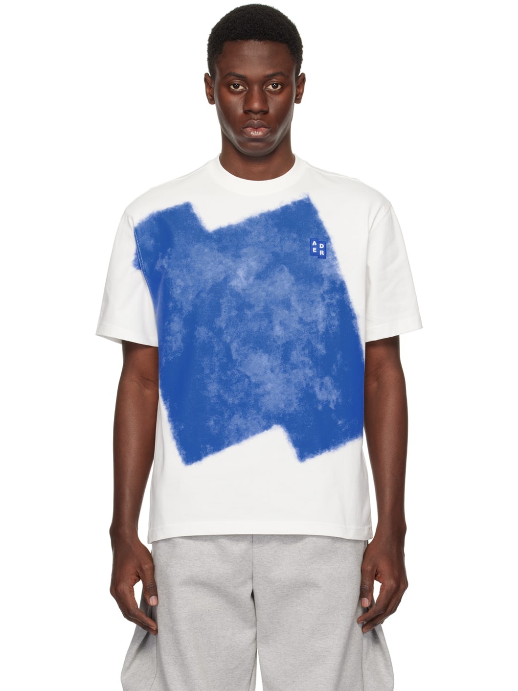 White & Blue Print T-Shirt - 1