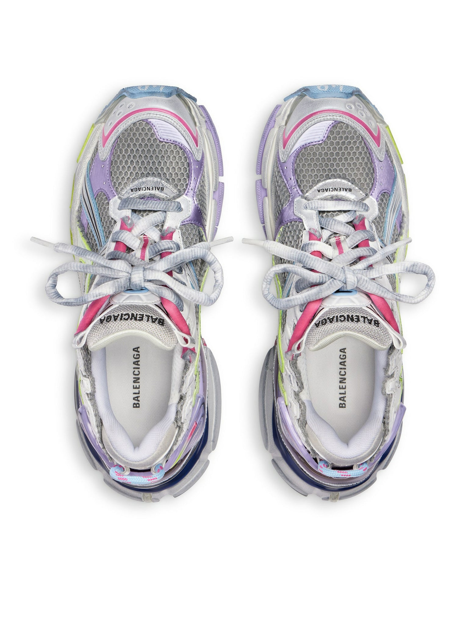 WOMEN`S RUNNER SNEAKER IN WHITE/LILAC/NEON PINK/NAVY - 6