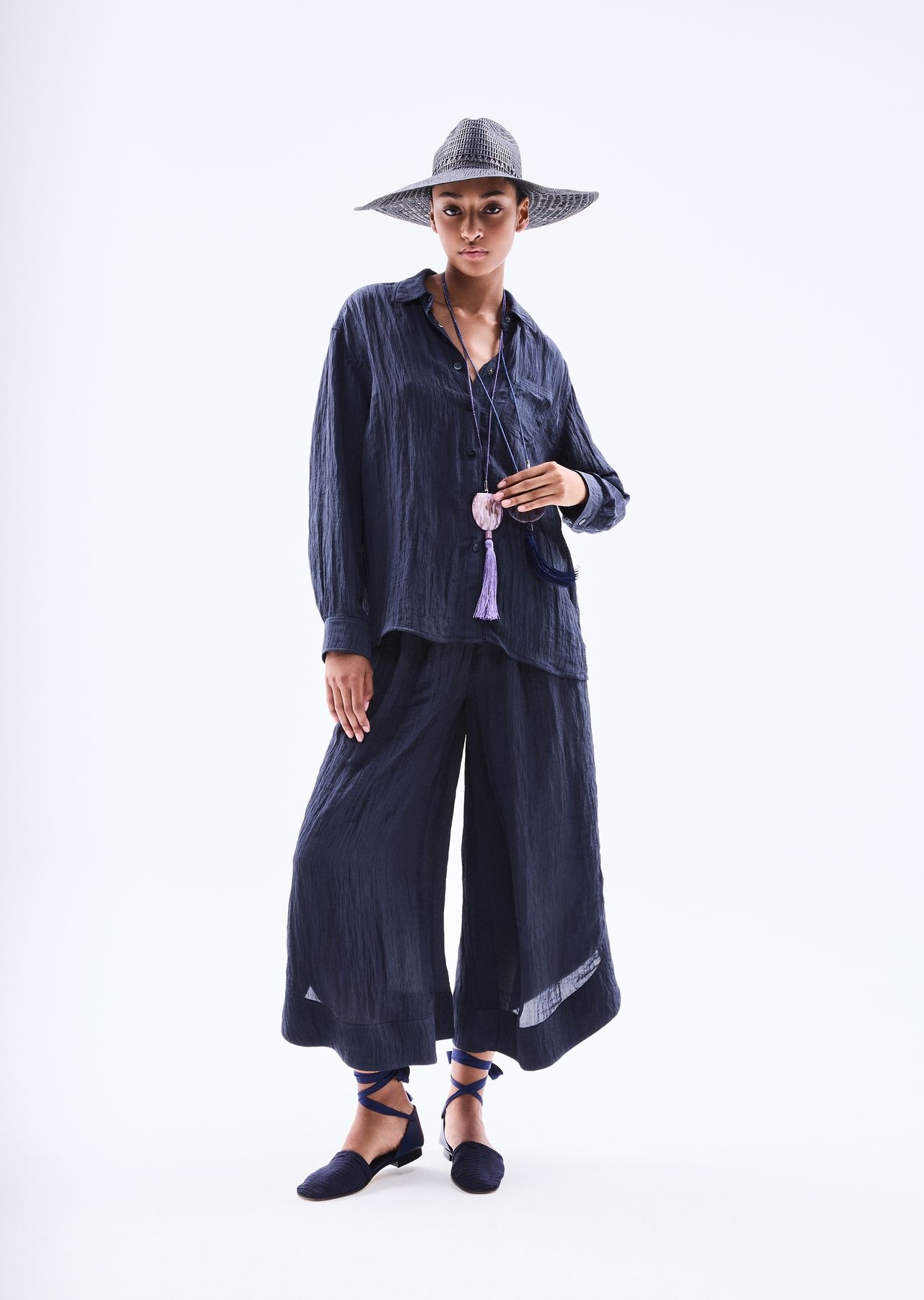 Extra wide-leg nylon-crépon trousers - 6