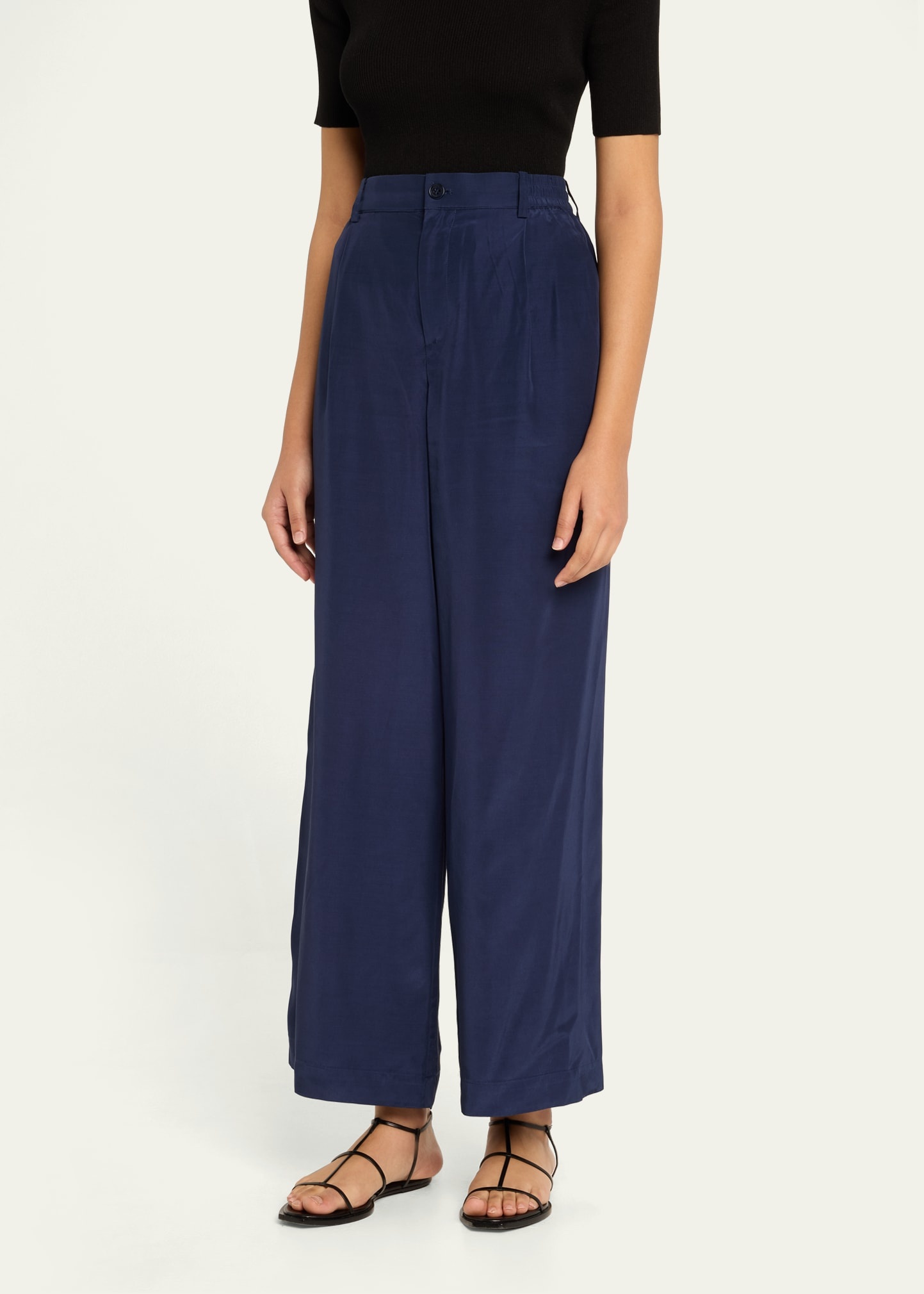 Sydnie Pleated Satin Pants - 4