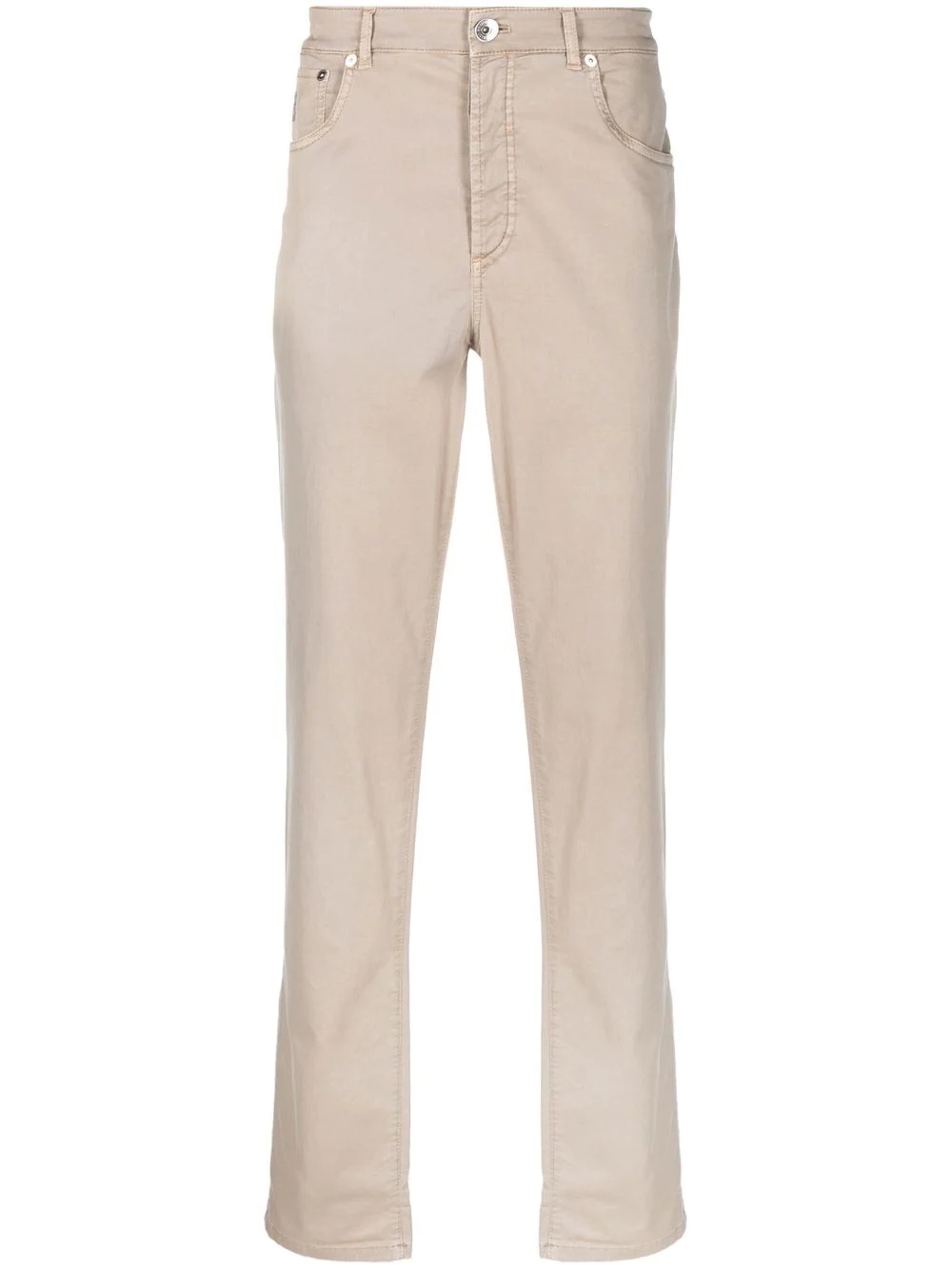 five-pocket cotton straight-leg trousers - 1