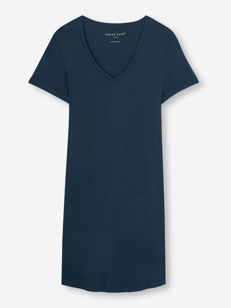 Women's V-Neck Sleep T-Shirt Lara Micro Modal Stretch Navy - 1