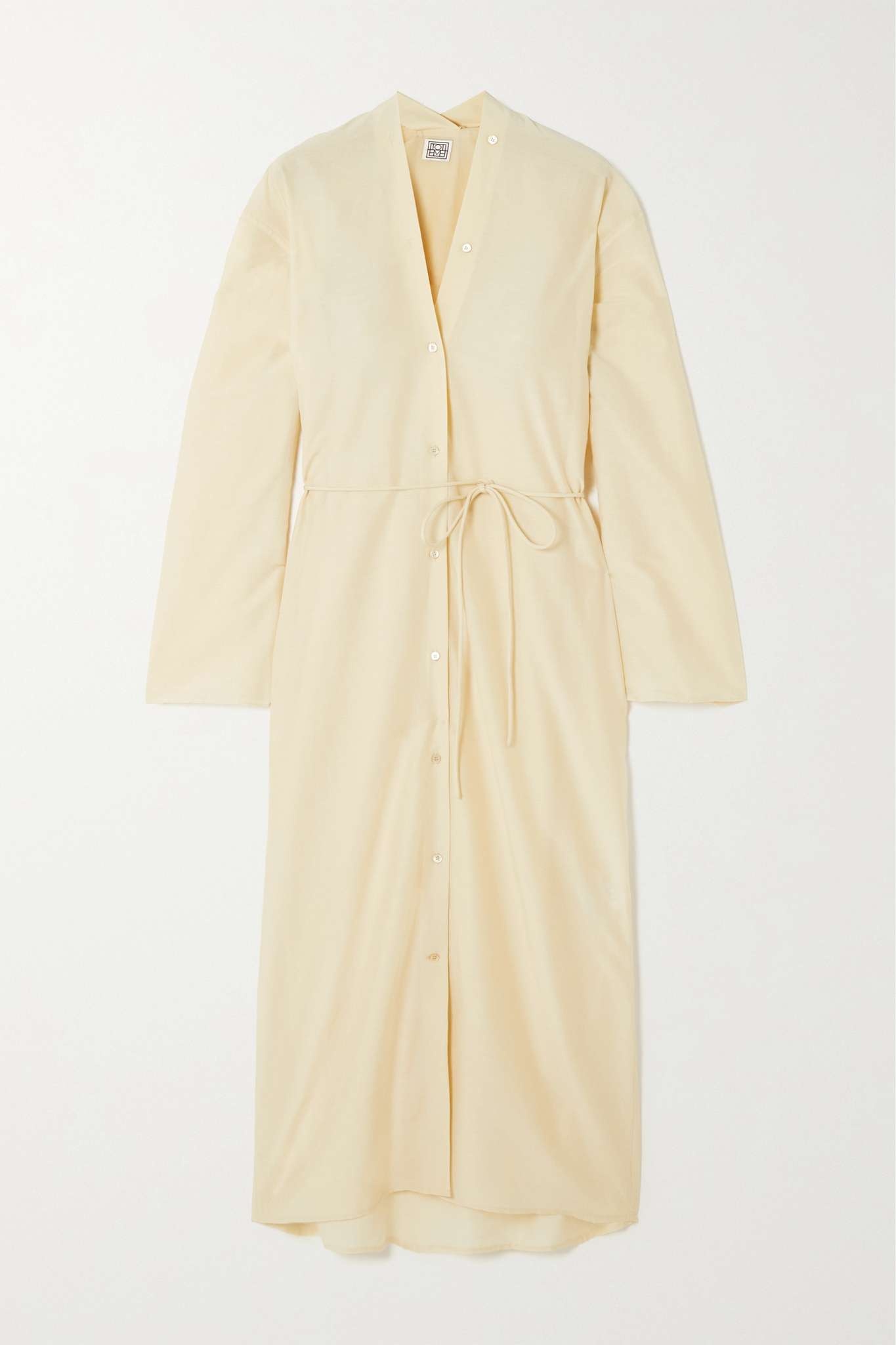 Belted organic cotton and silk-blend voile shirt dress - 1