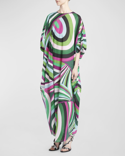 EMILIO PUCCI Abstract-Print 3/4-Sleeve Maxi Kaftan Dress outlook
