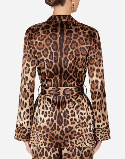 Dolce & Gabbana Leopard-print satin pajama shirt with belt outlook