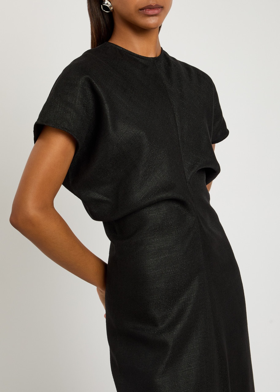 Toteme Slouched Waist Woven Midi Dress - 5