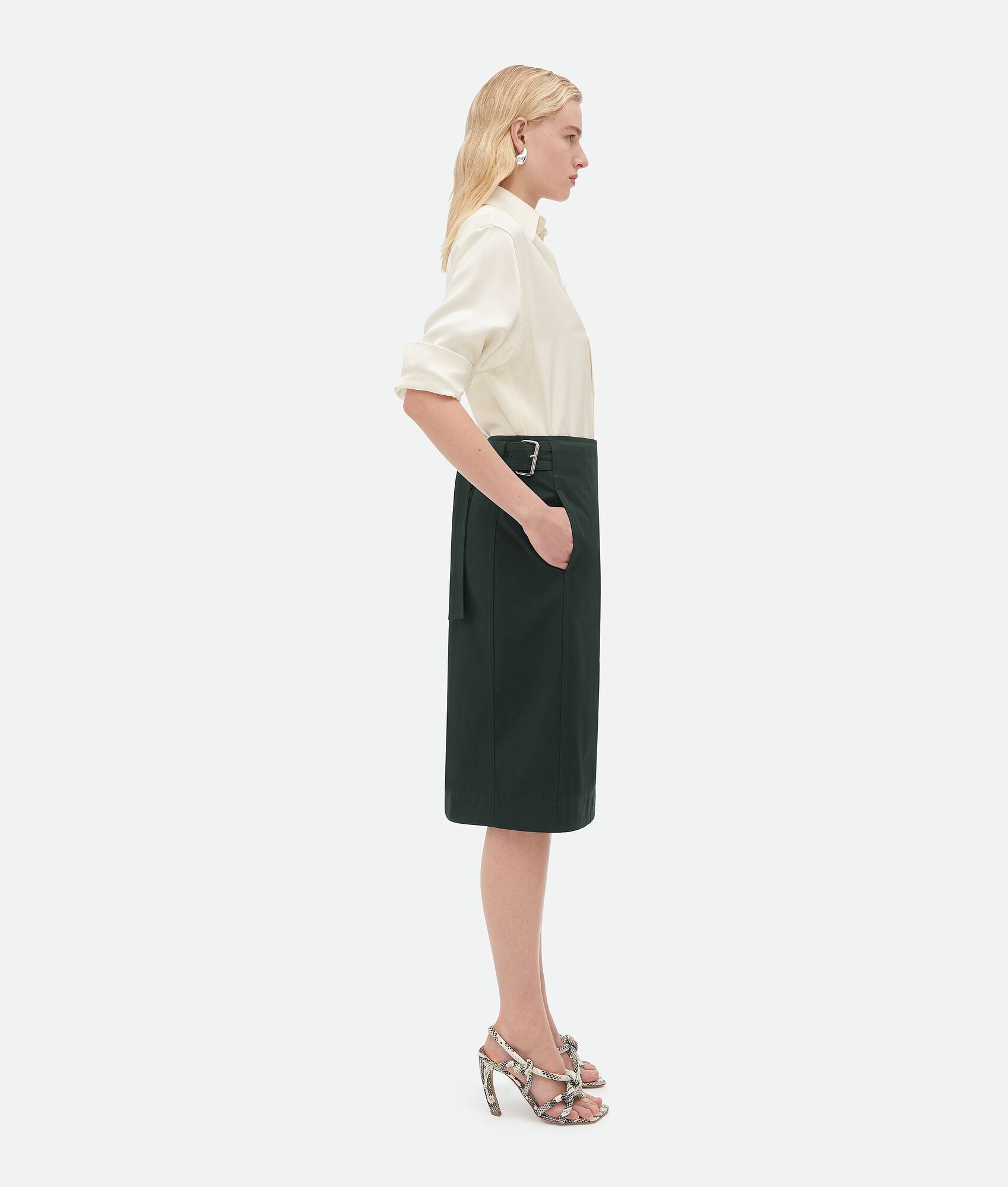 Cotton Twill Midi Skirt - 2