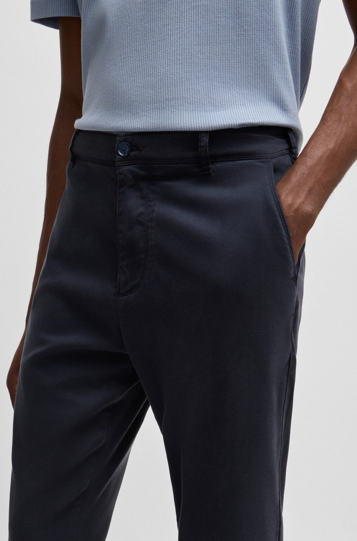 TAPERED-FIT REGULAR-RISE TROUSERS IN STRETCH TWILL - 5