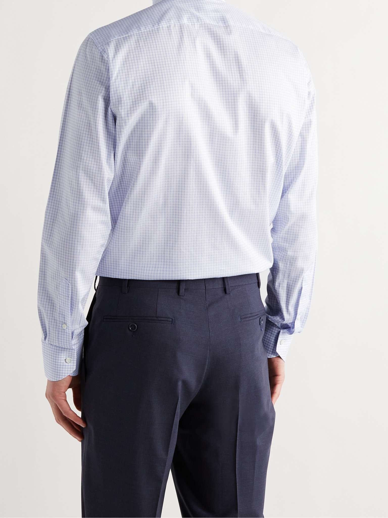 Cutaway-Collar Micro-Gingham Cotton Shirt - 3