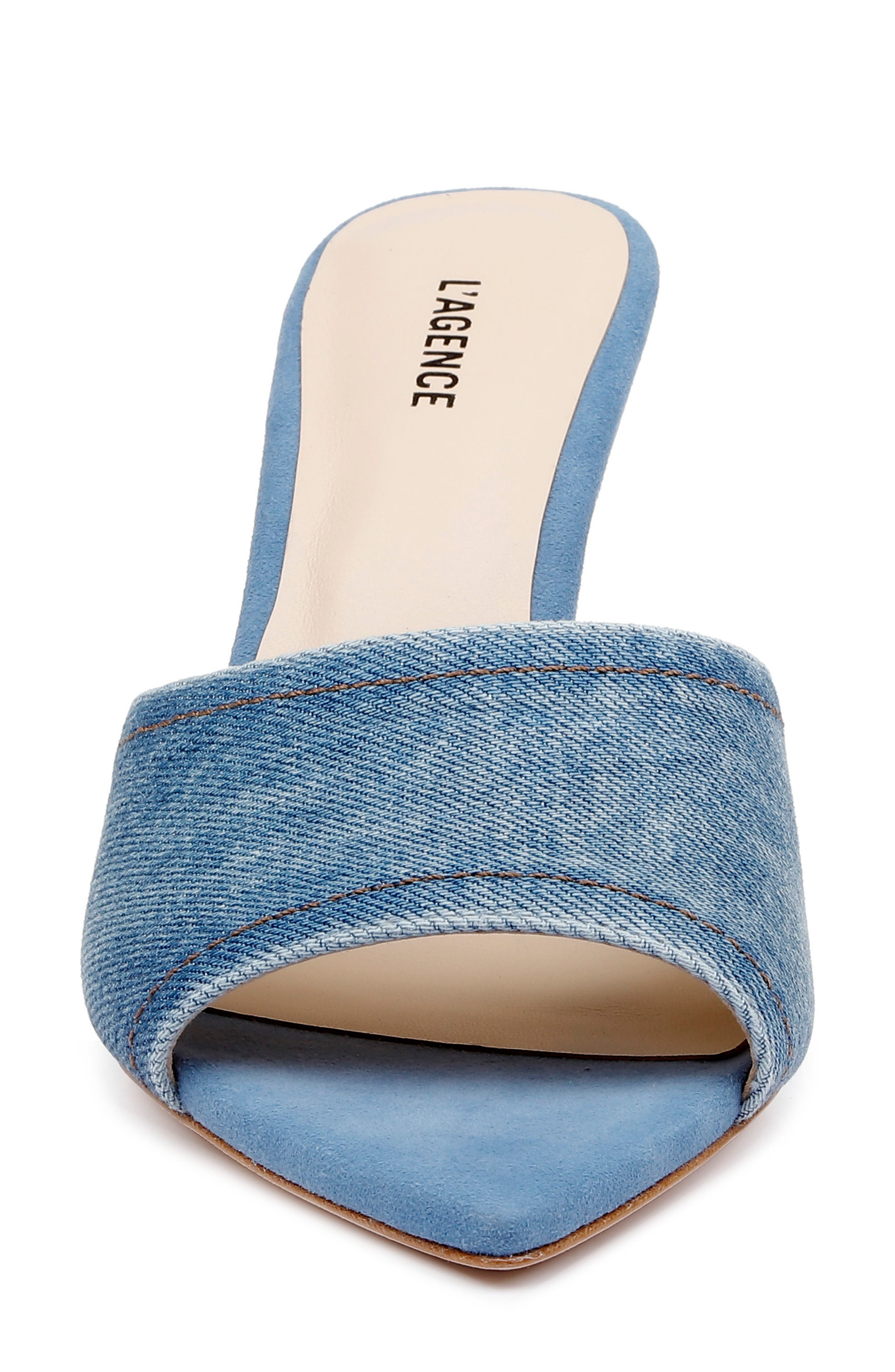 L'AGENCE Lolita Pointed Toe Sandal in Blue Denim at Nordstrom - 4