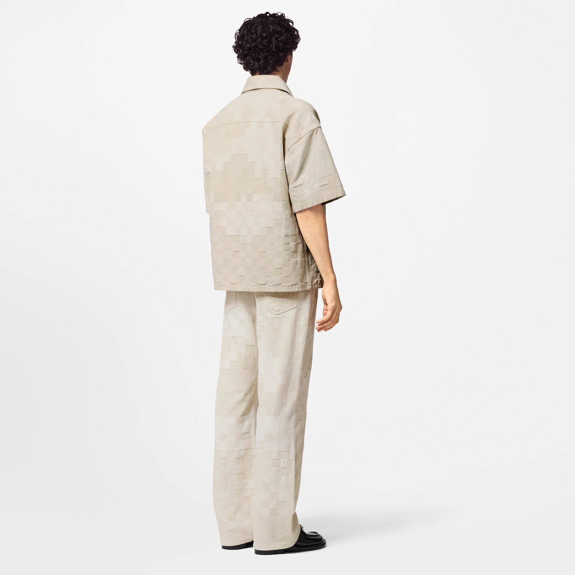 Damier Short-Sleeved Denim Shirt - 3