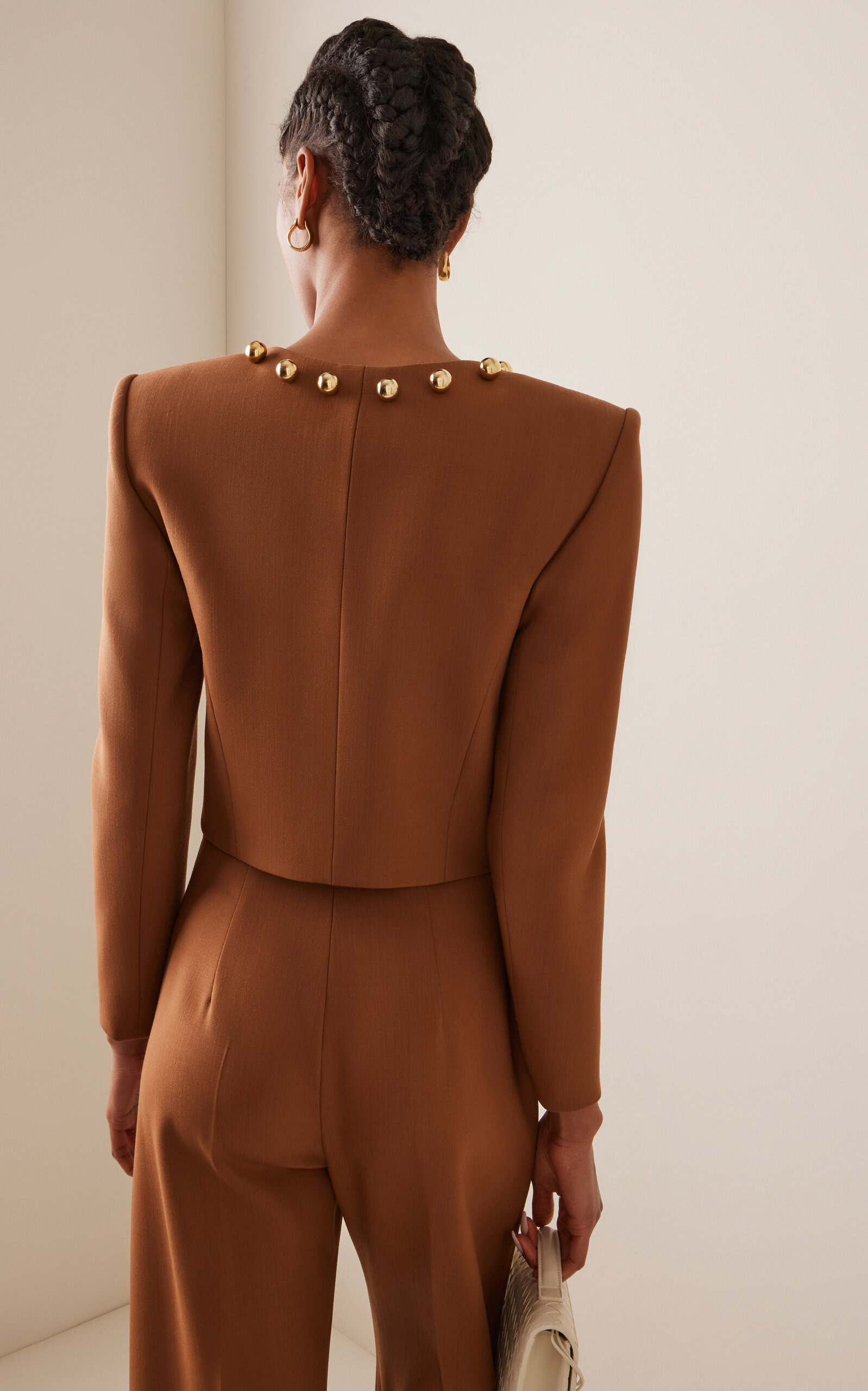Cropped Wool Jacket brown - 4
