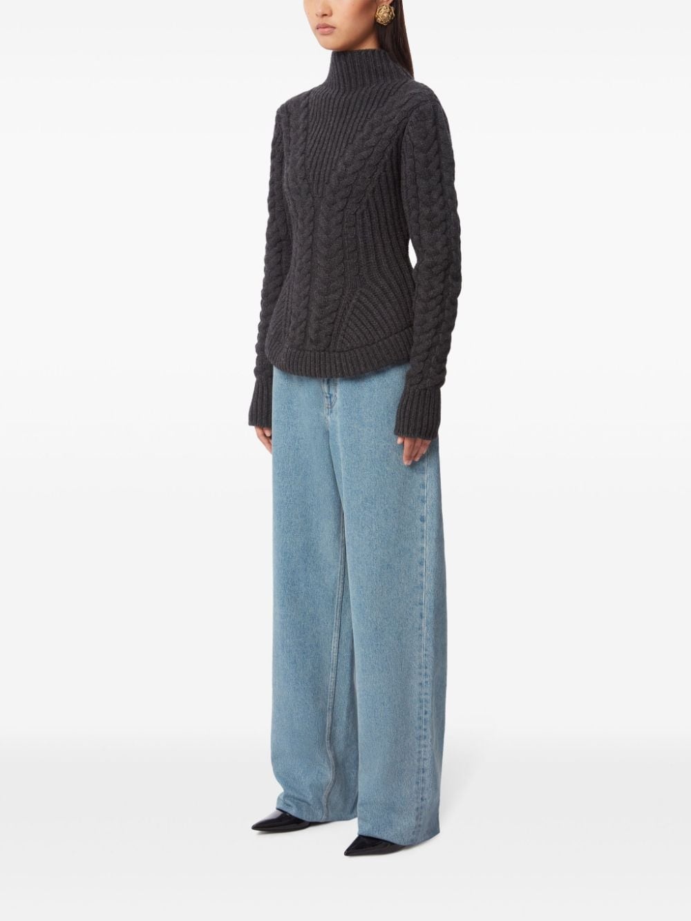 cable-knit wool-blend jumper - 3