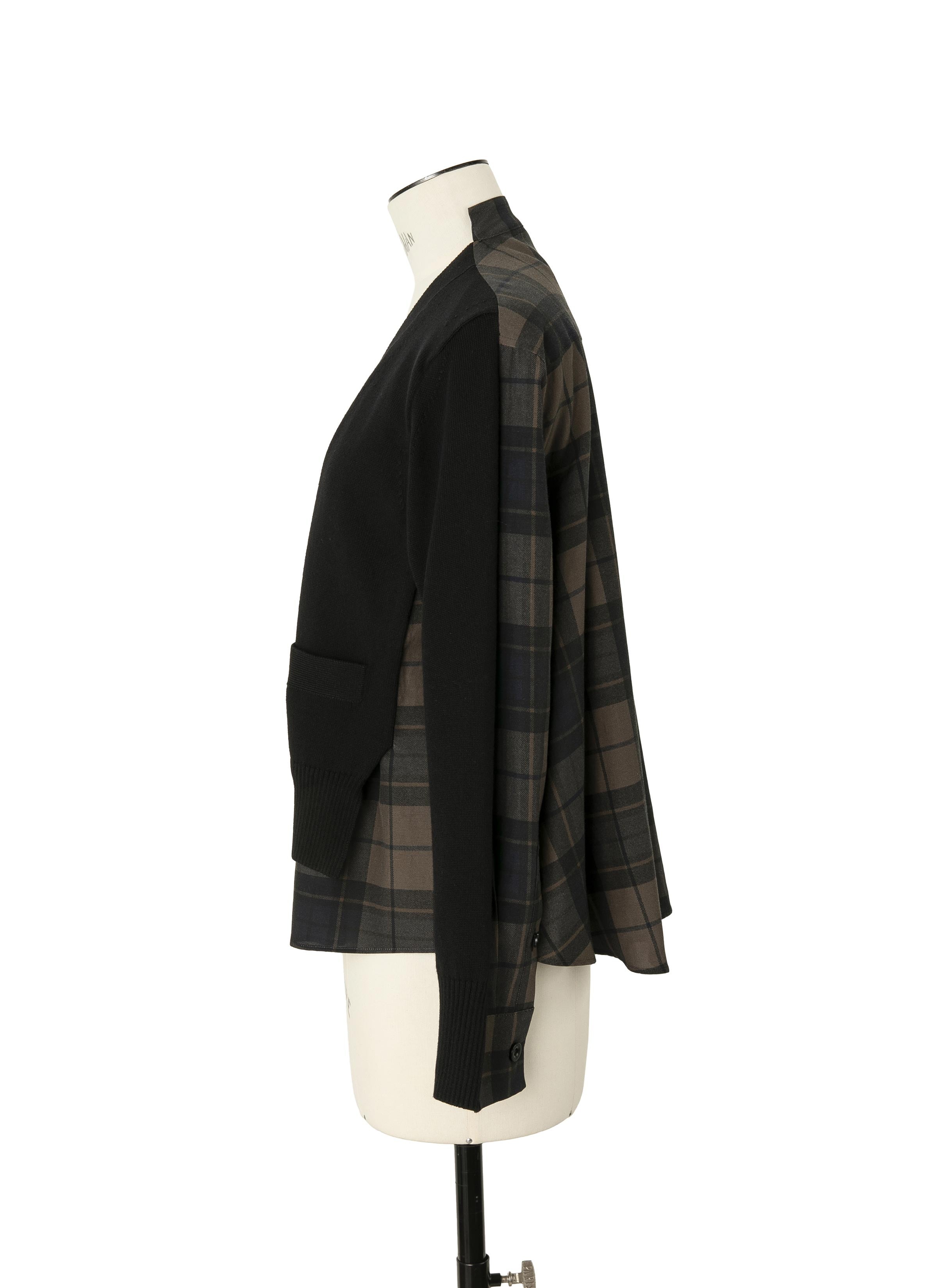 Plaid Print x Knit Cardigan - 2