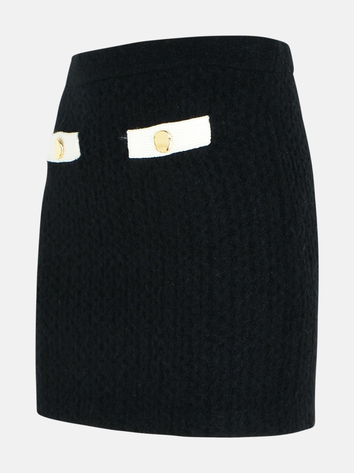 BLACK ALPACA BLEND SKIRT - 2
