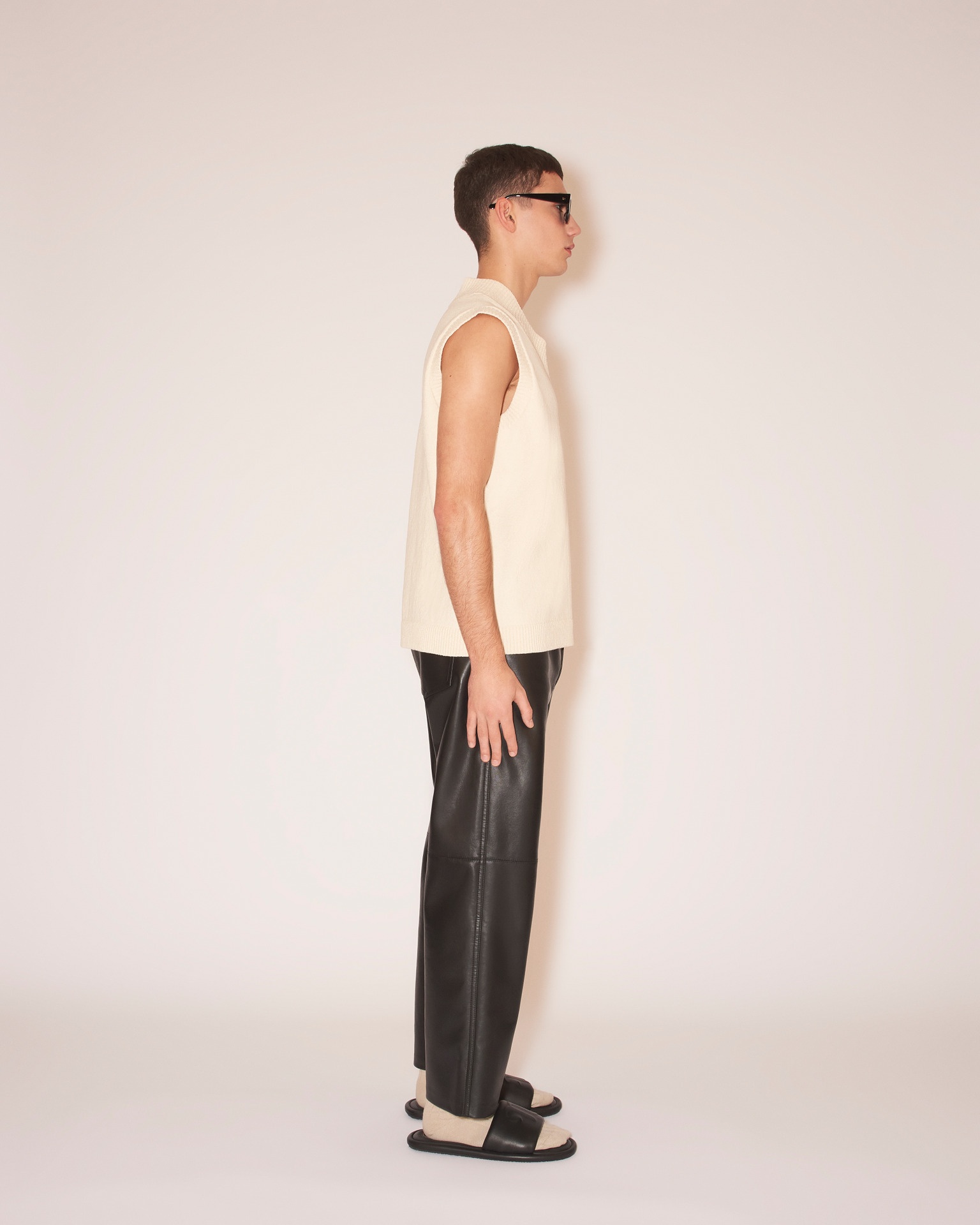 GILLAN - Textured cotton sleeveless knit - Creme - 3