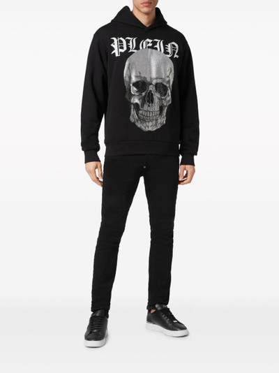 PHILIPP PLEIN skull-print rhinestone-embellished hoodie outlook