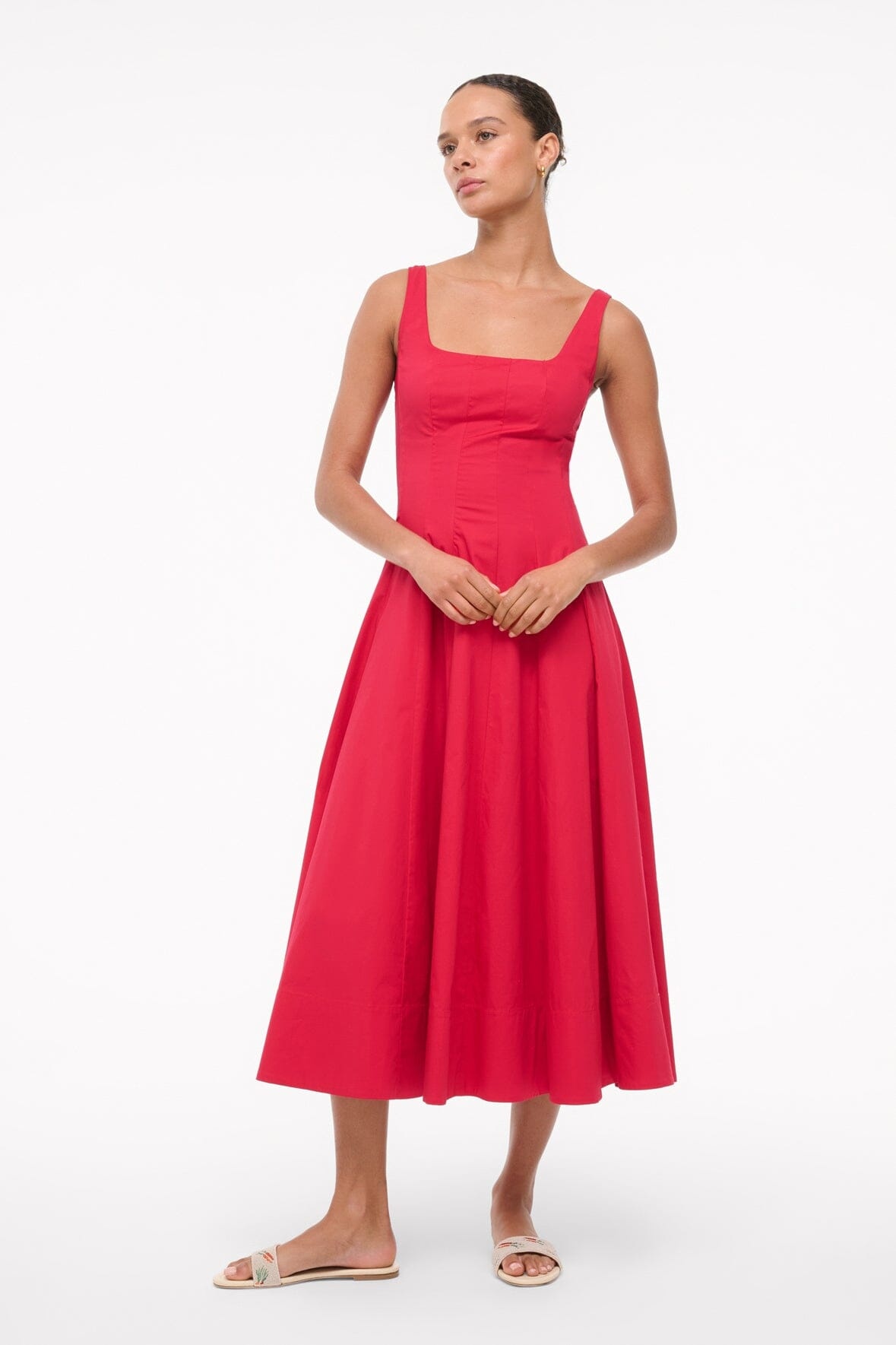 STAUD WELLS DRESS CHERRY - 5