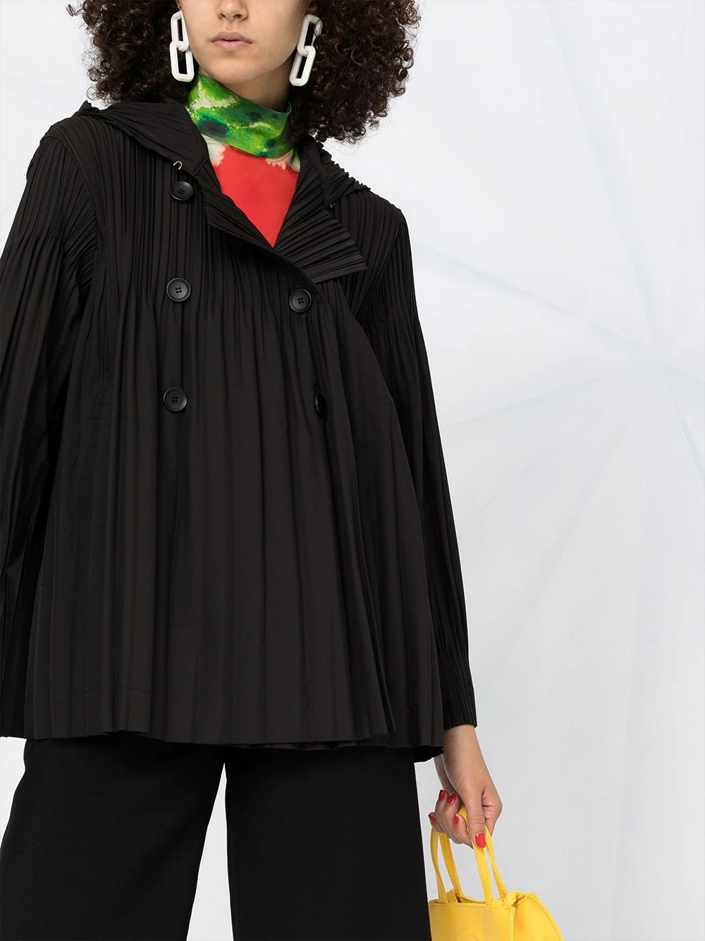 pleated double-breastsed jacket - 5