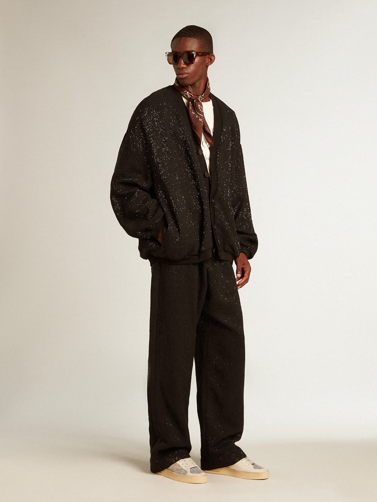 Men’s black sequined cardigan-jacket - 3