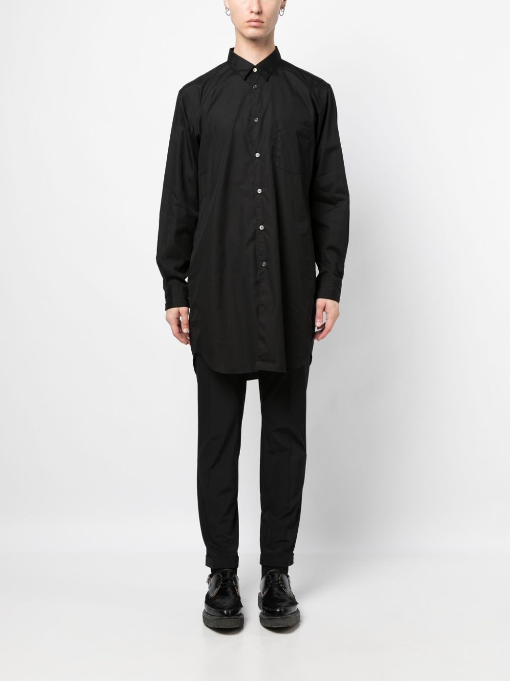long-line cotton shirt - 2