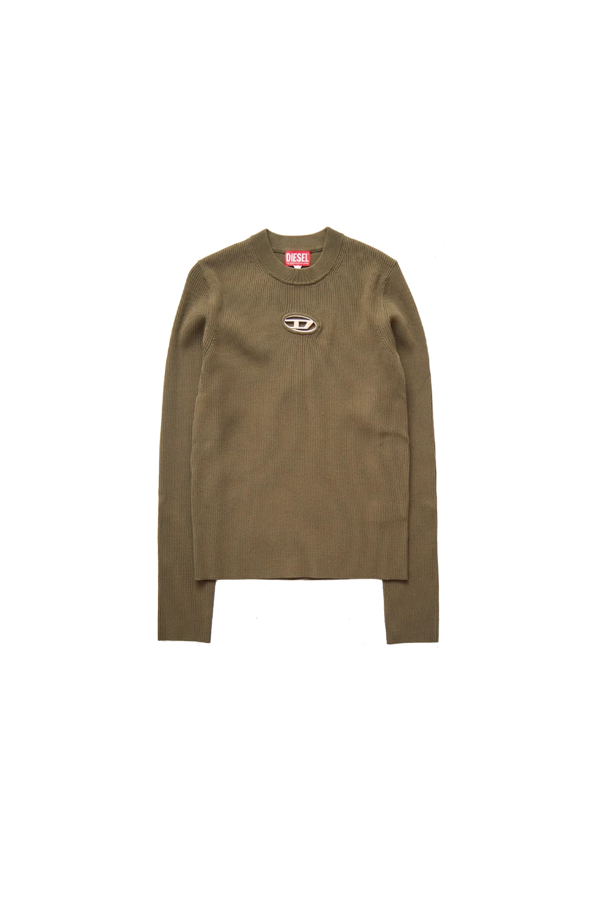 Diesel Ribbed Logo Crewneck Sweater Green - 1