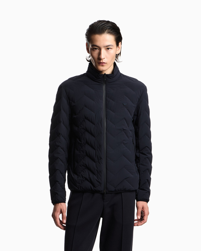 EMPORIO ARMANI WATER-REPELLENT CHEVRON QUILTED NYLON SPANDEX DOWN JACKET outlook