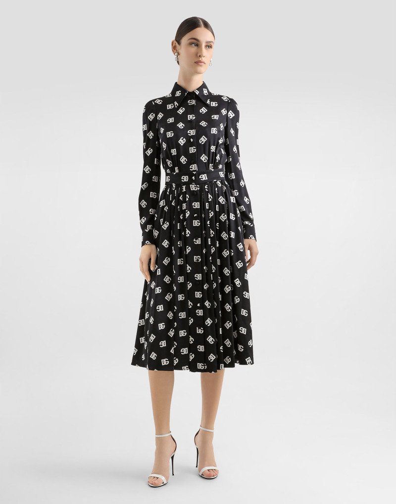 Dolce & Gabbana Charmeuse calf-length dress with all-over DG print outlook