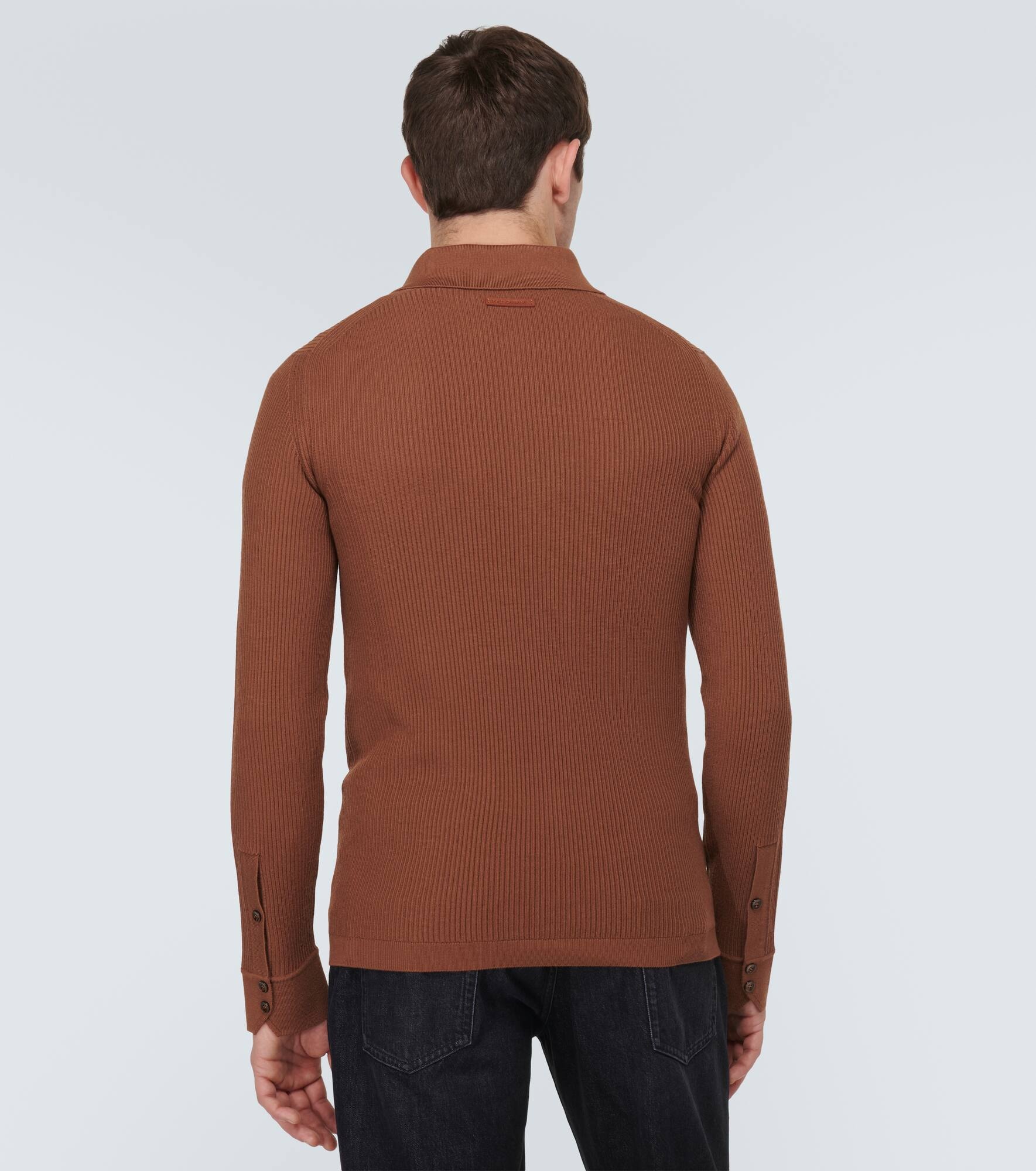 Wool-blend polo sweater - 4