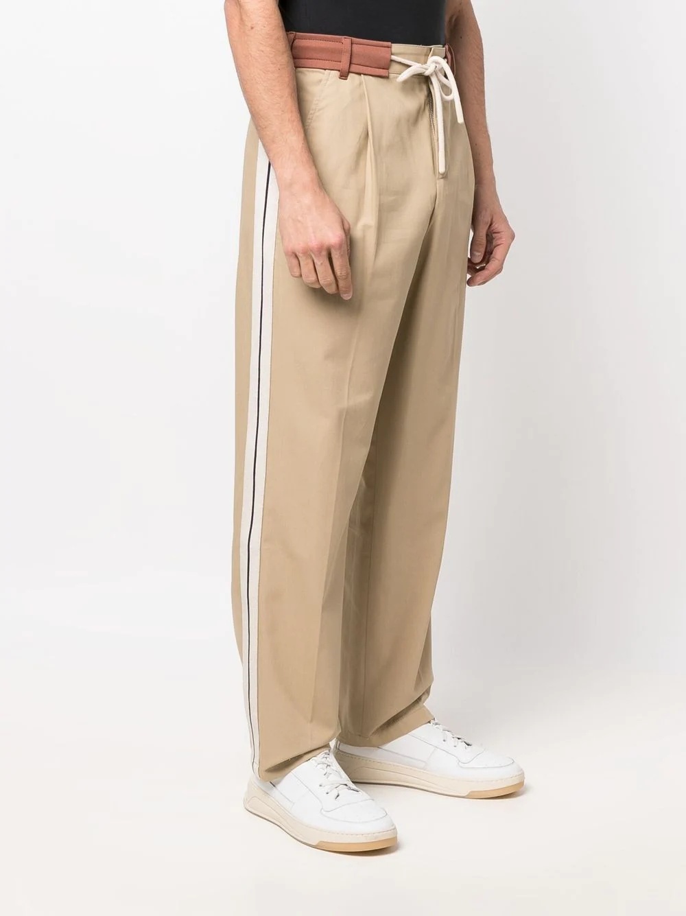 drawstring side stripe track pants - 3