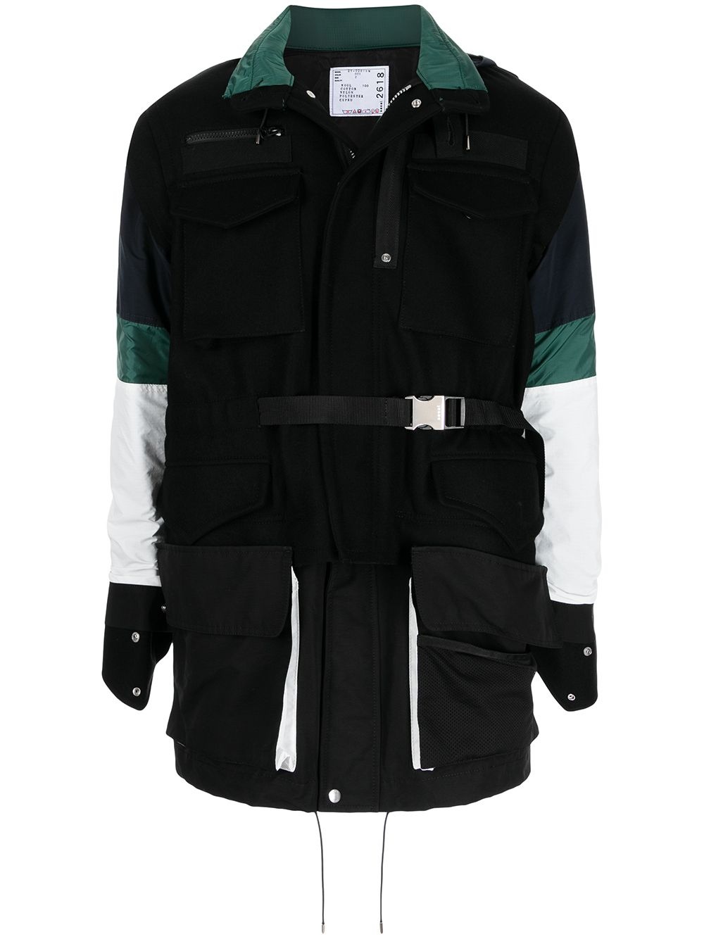 colour-block parka - 1