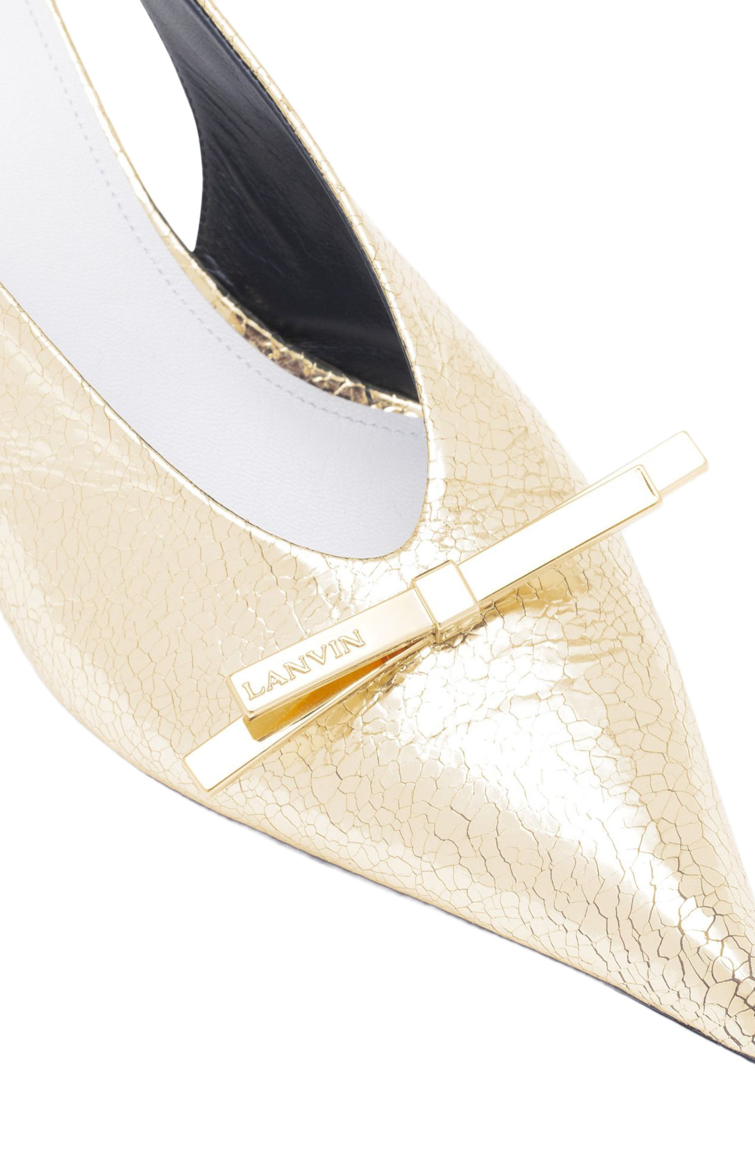 Lanvin BOW SLINGBACK PUMPS IN CRACKLED METALLIC LEATHER in Gold at Nordstrom - 5