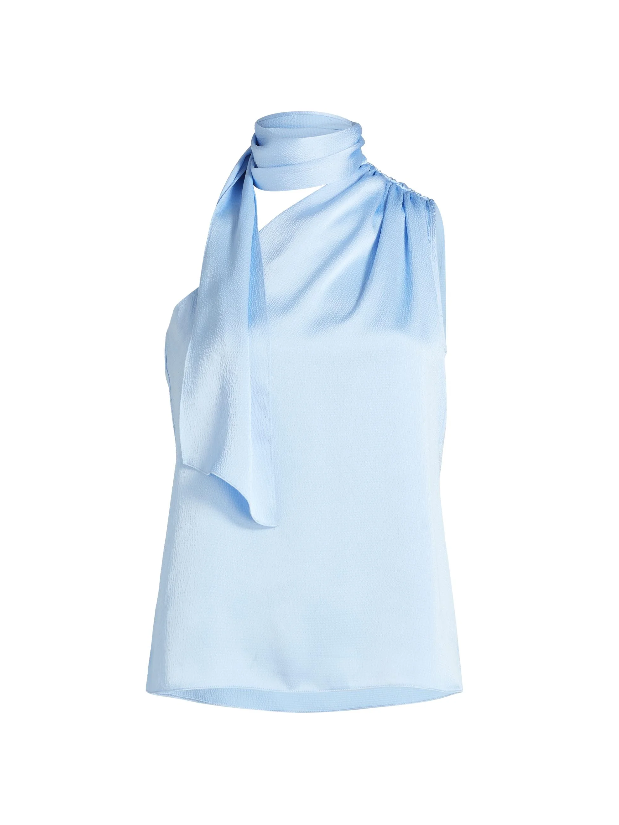 Women's Caliope Hammered Satin Scarf Blouse - Light Blue - 1