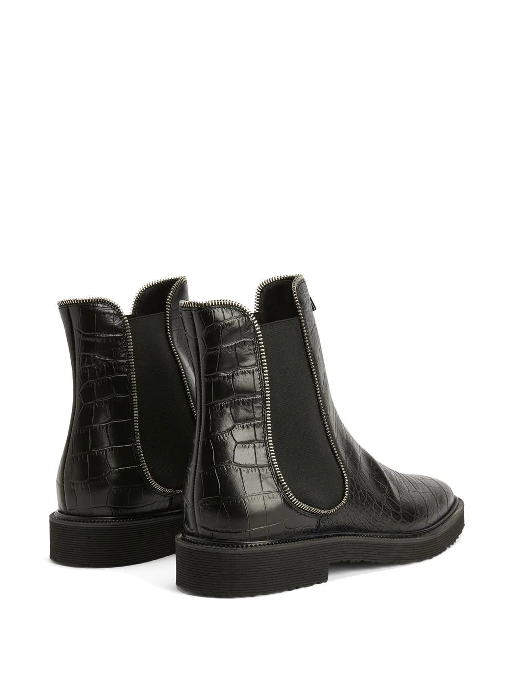 crocodile-effect leather ankle boots - 3