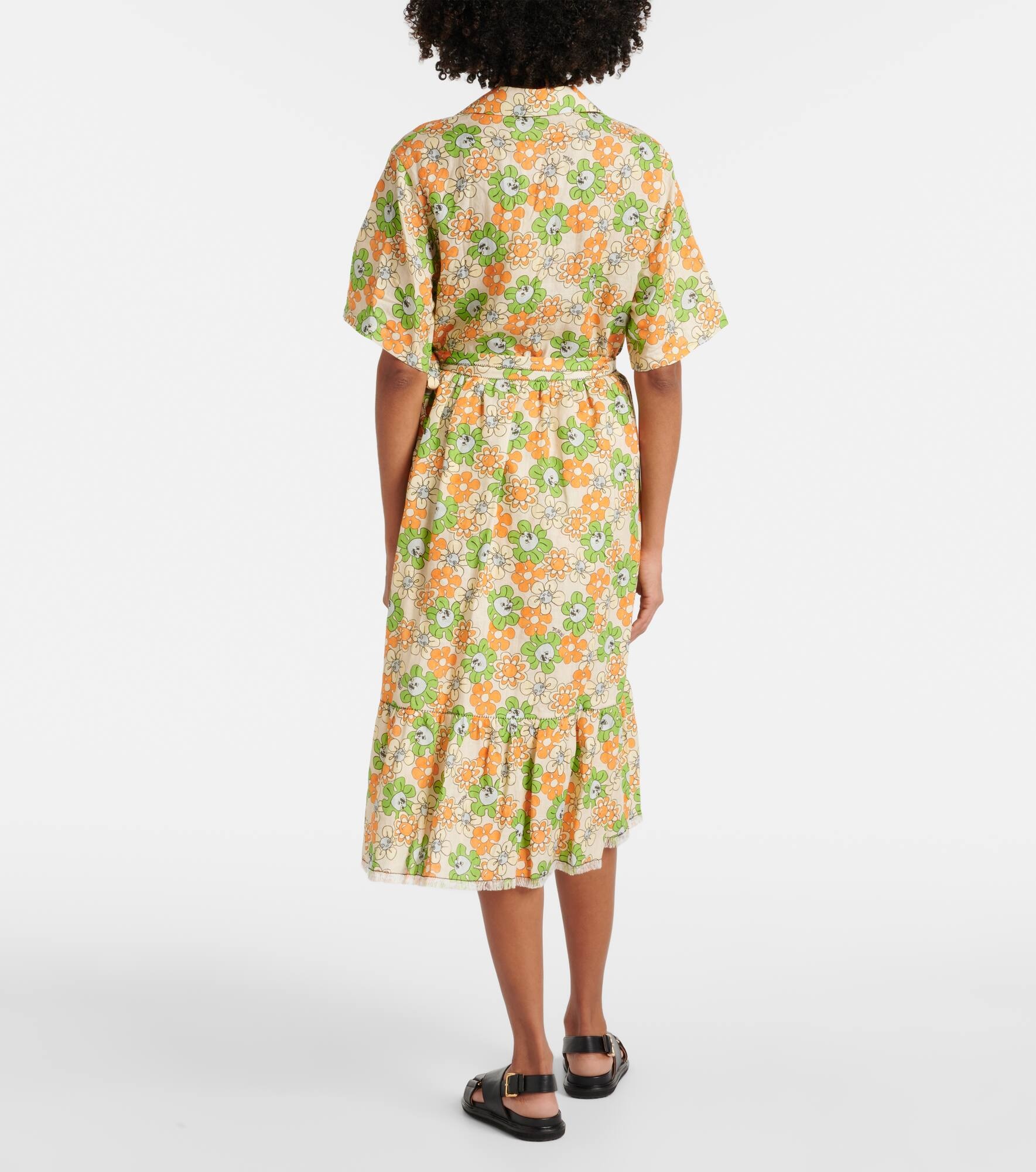 Floral linen midi skirt - 3