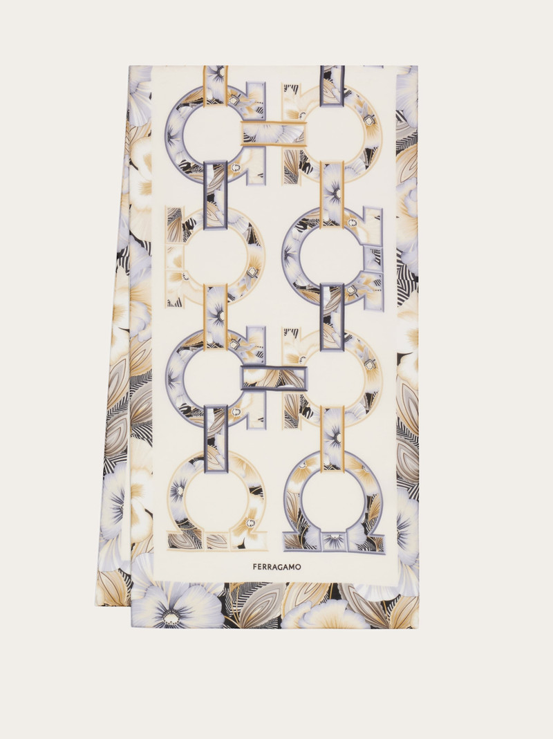 Gancini print silk scarf 1