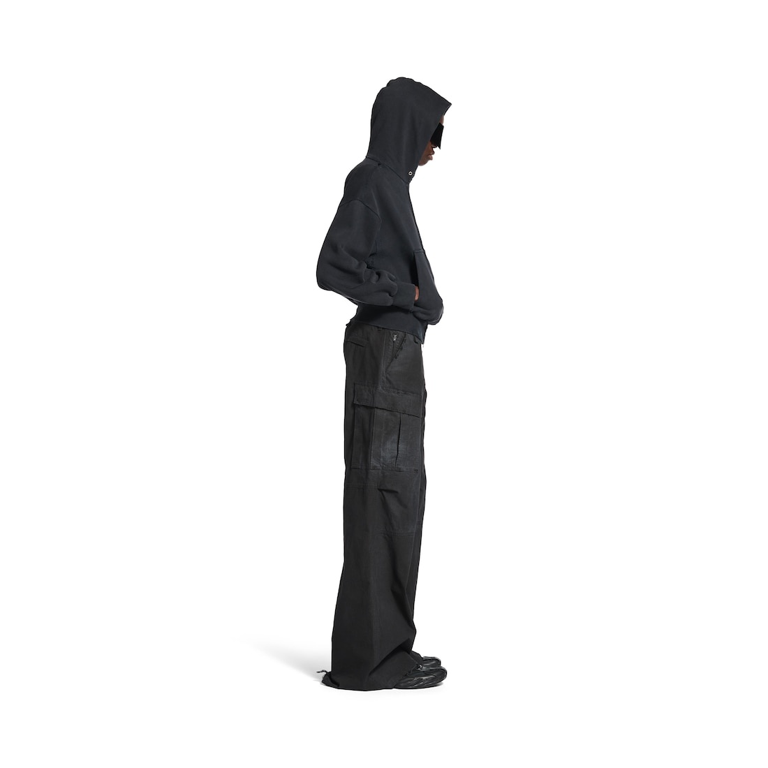 Women's Flared Cargo Pants in Black - 3