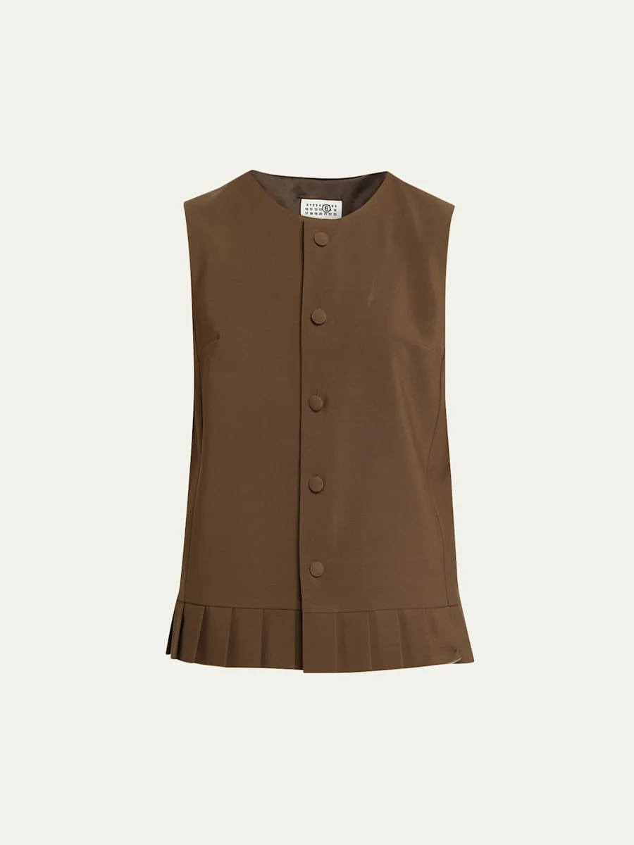 Pleated Button-Front Top - 1