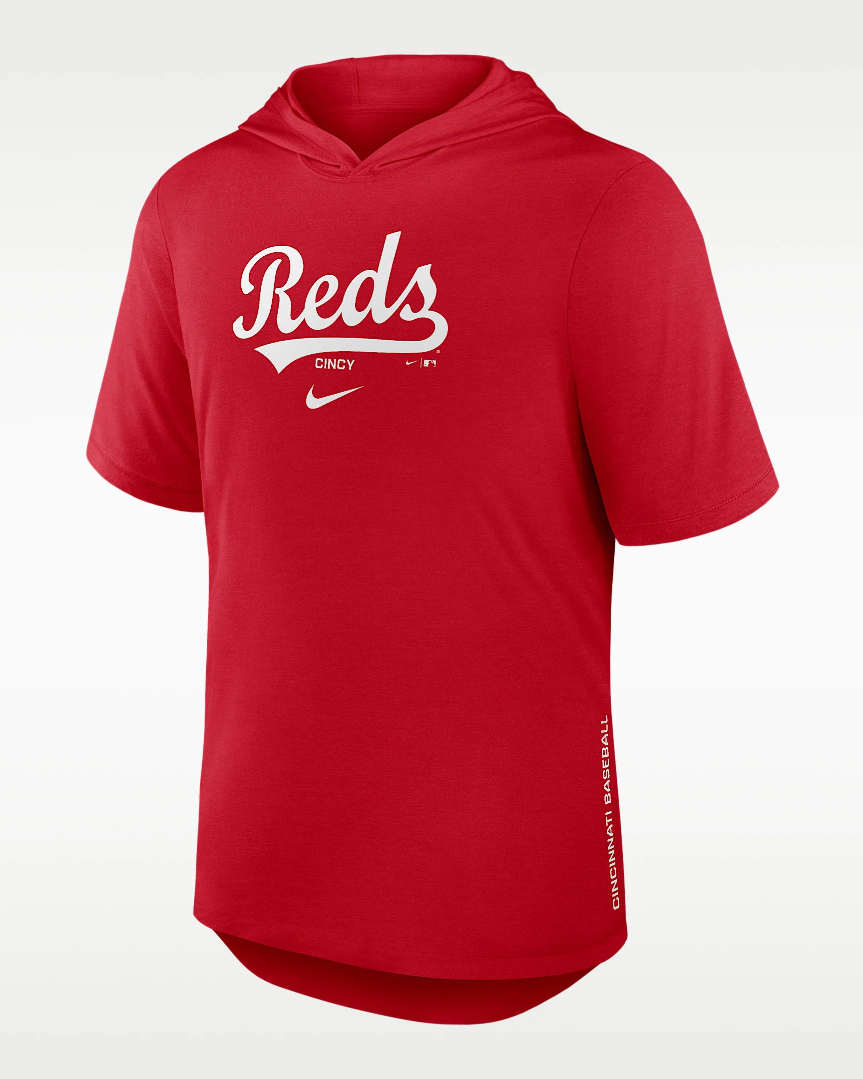 Cincinnati Reds Arched Wordmark Men's Nike Dri-FIT MLB Hooded T-Shirt - 1