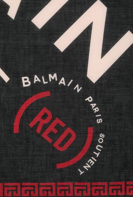 (Balmain) RED - Black and red cotton bandana - 2